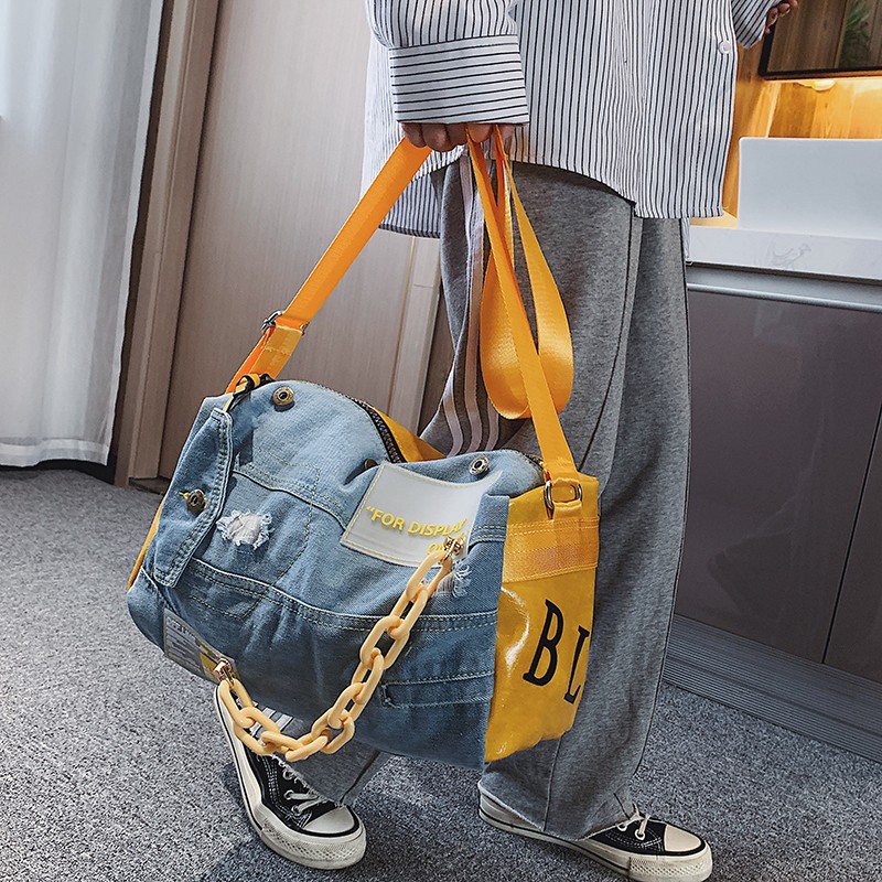Luxury Bags Blue - Fashion Denim Women Shoulder Bags Large