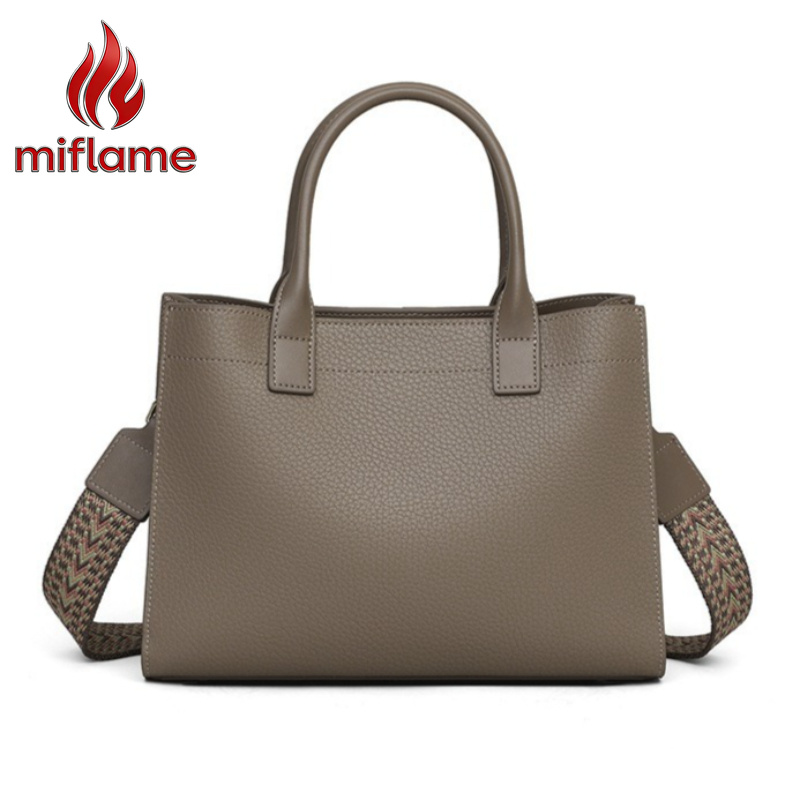 Structured Handbag Top Handle - Genuine Leather Satchel Bag for Women