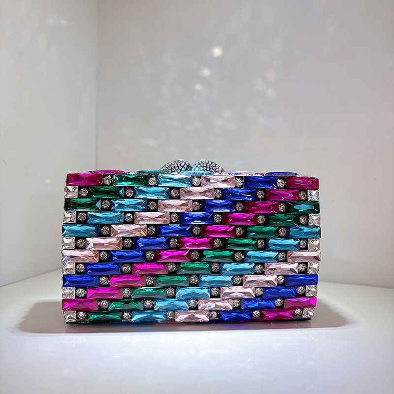 Luxury Bags Blue - Female Blue Rhinestone Evening Bag Luxury