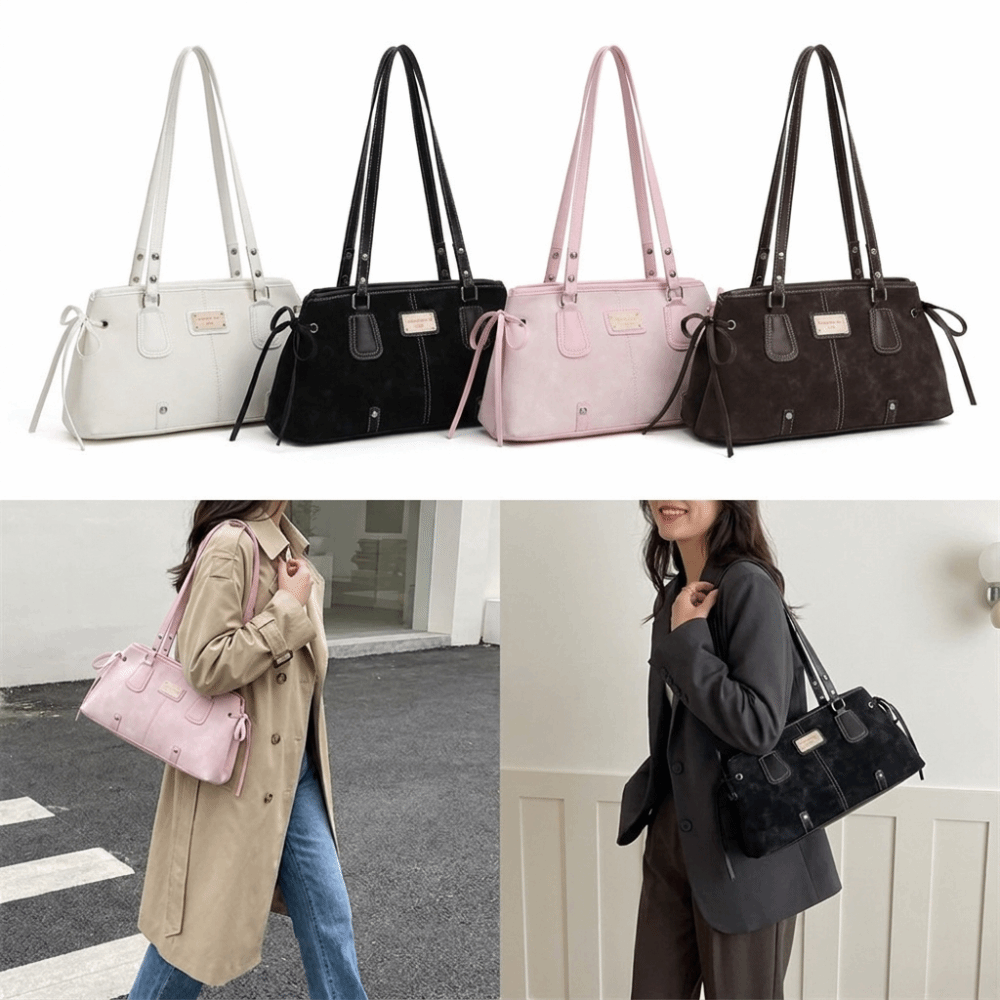 Structured Handbag Top Handle - Minimalist Faux Leather Tote Bag Zip