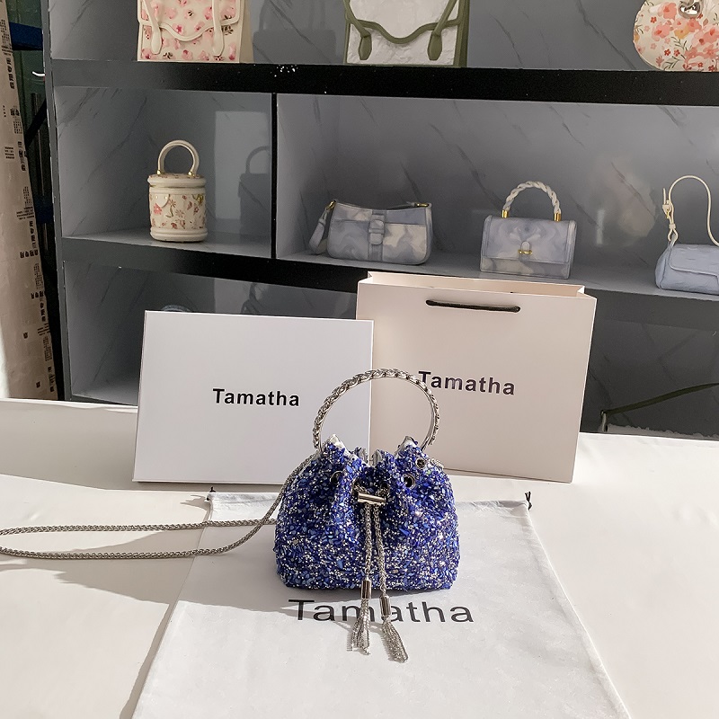 Luxury Bags Blue - Luxury Blue Stones Bucket Bag Glitter