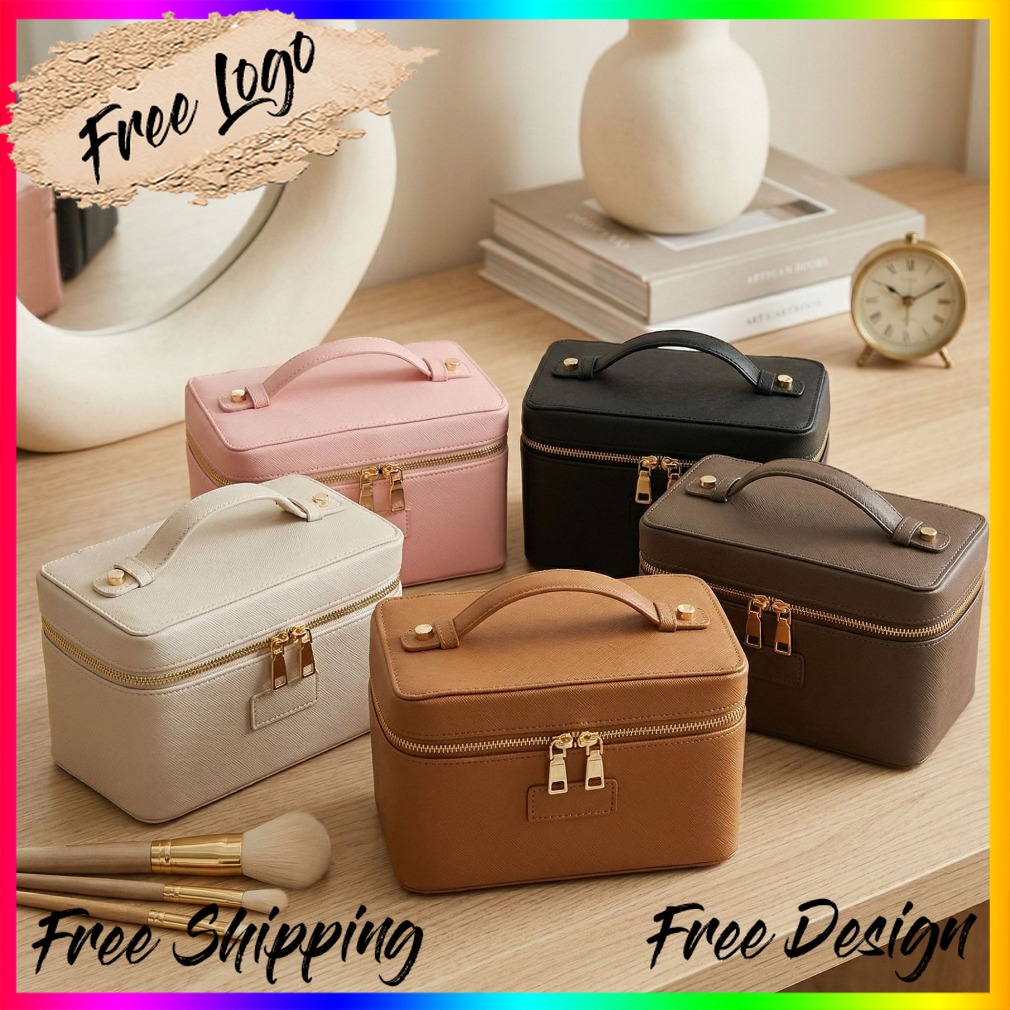Luxury Bags Storage - Luxury Ostrich Pattern Leather Makeup Bag