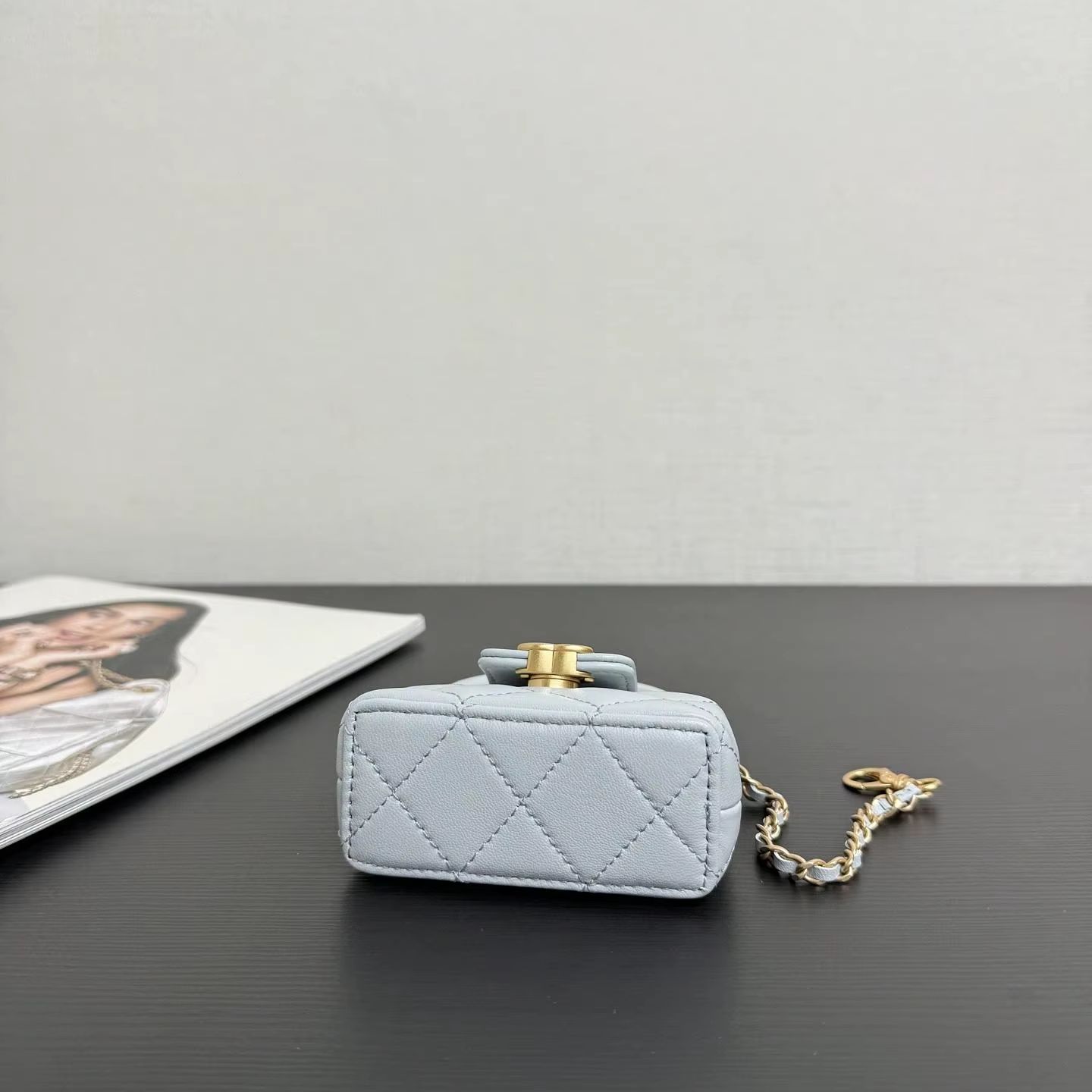 Luxury Bags Blue - Light Blue Lambskin Mini Flap Bag,