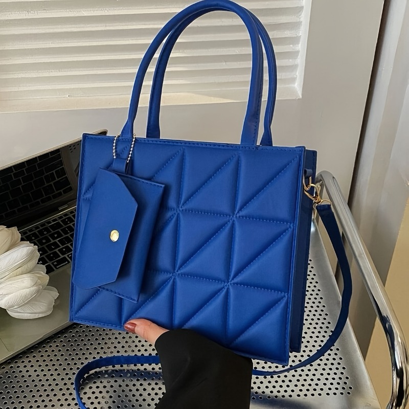 Stylish Quilted Tote Bag, Stru - огляд і ціна Structured Handbag Top Handle
