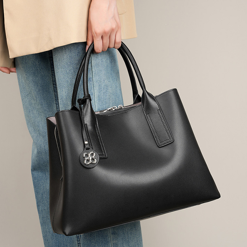 Women Black Genuine Leather St - огляд і ціна Structured Handbag Top Handle
