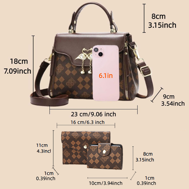 3-piece women's bag set, light - огляд і ціна Luxury Bags
