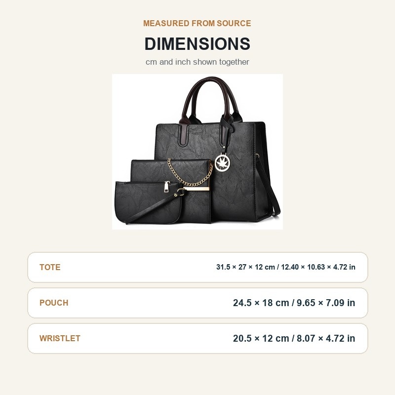 Women's 3 Piece Handbag Set La - огляд і ціна Structured Handbag Top Handle