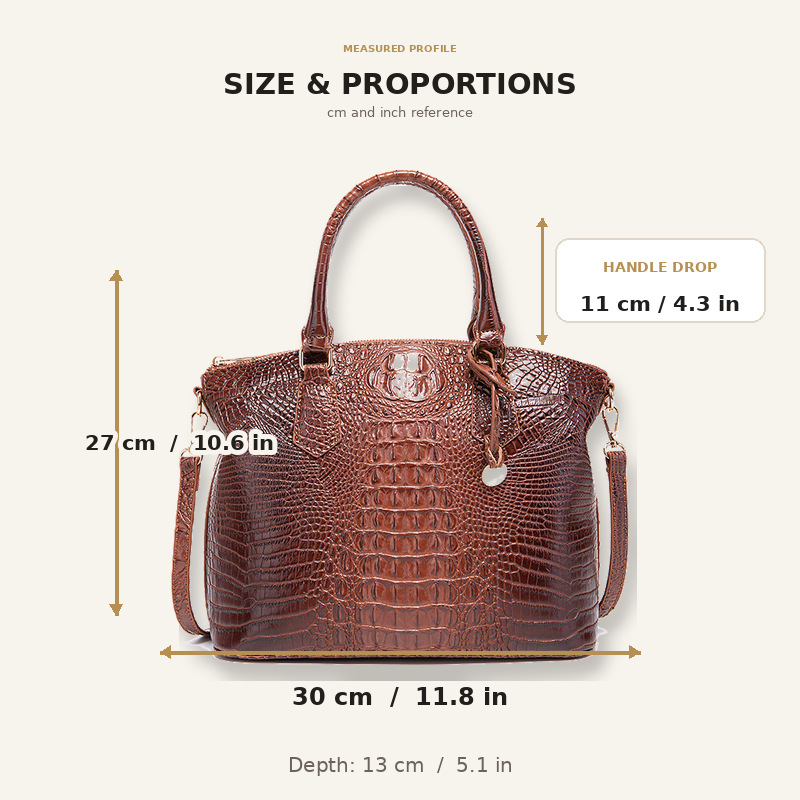 Women's Vintage Crocodile Patt - огляд і ціна Structured Handbag Top Handle